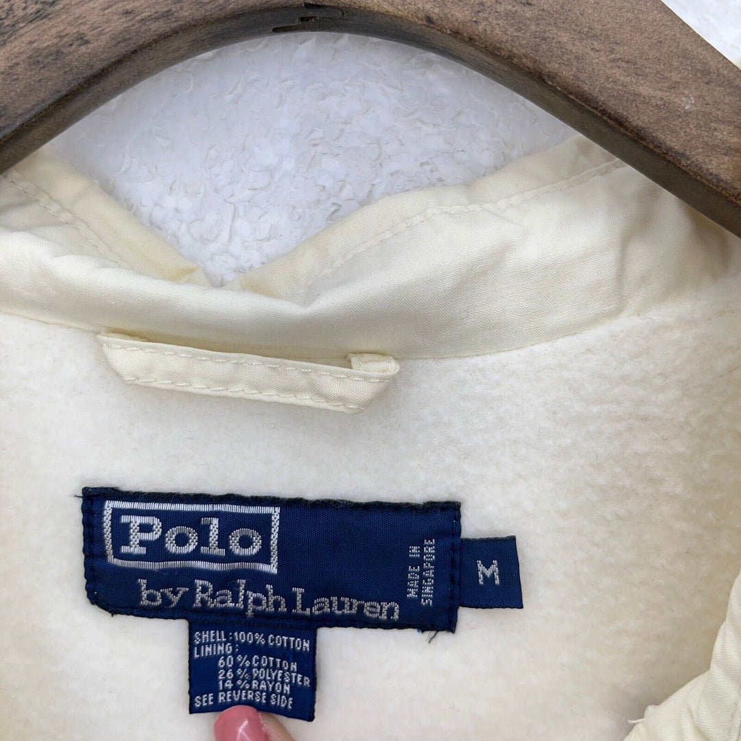 Vintage Polo Ralph Lauren Full Zip Golf Bag Print White Bomber Jacket Size M