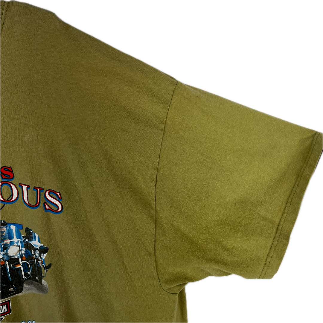 Vintage Starved Roack Harley Davidson Olive Green 3XL T-shirt Made in USA