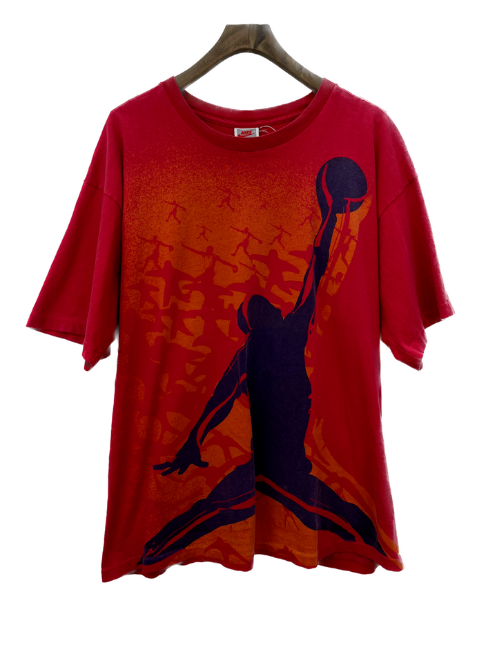 Nike Jordan Jumpman Logo Vintage Graphic T-shirt Size L Red Single Stitch 90s