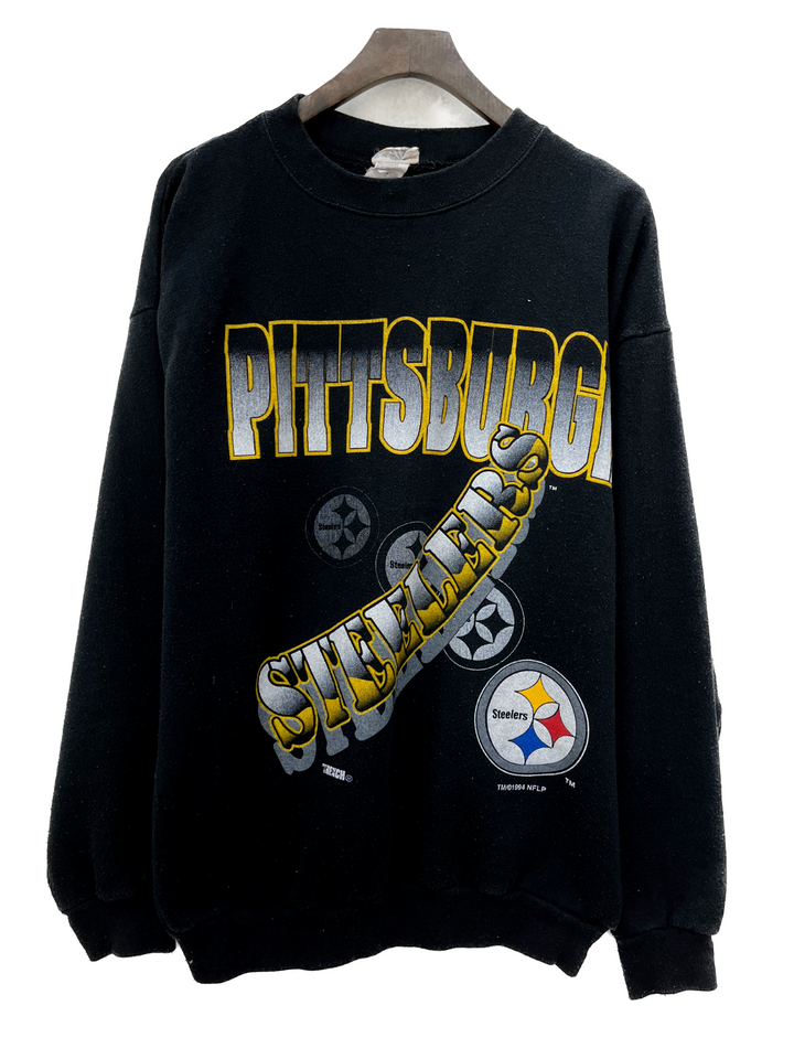 1994 Pittsburgh Steelers Vintage Football Graphic Sweatshirt Size L Black NFL