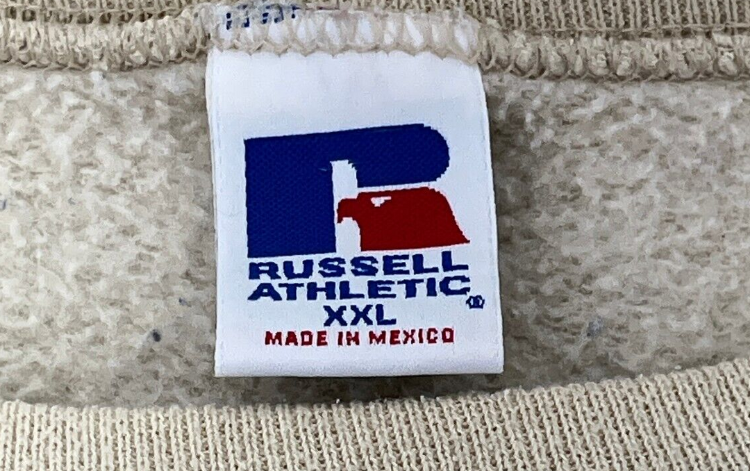 Vintage Russell Athletic Beige Crew Neck Sweatshirt Size 2XL