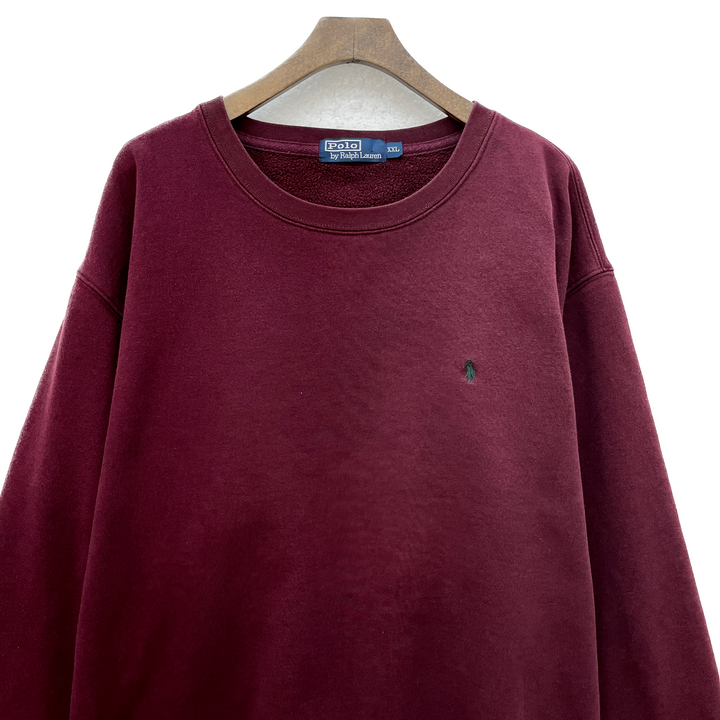 Polo Ralph Lauren Embroidered Logo Vintage Sweatshirt Crewneck Size 2XL Burgundy