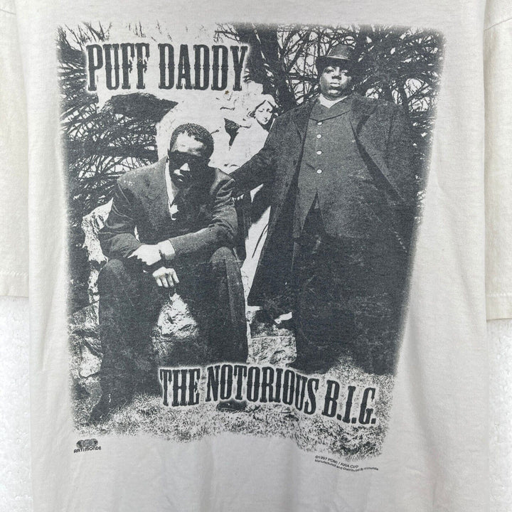 Vintage Puff Daddy Biggie Smalls The Notorious B.I.G Rap T-shirt White Size XL