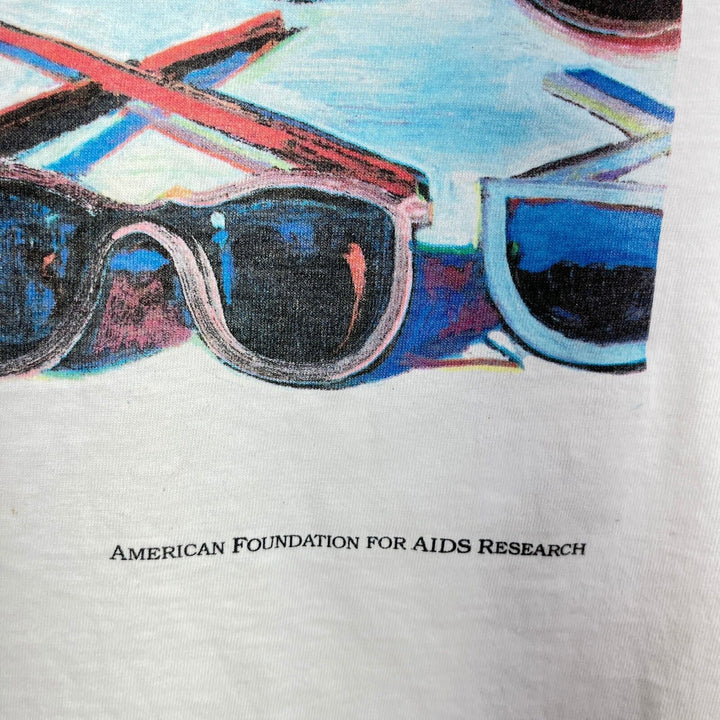 Vintage Wayne Thiebaud 1985 Dark Glasses Graphic Print White T-shirt Size XL