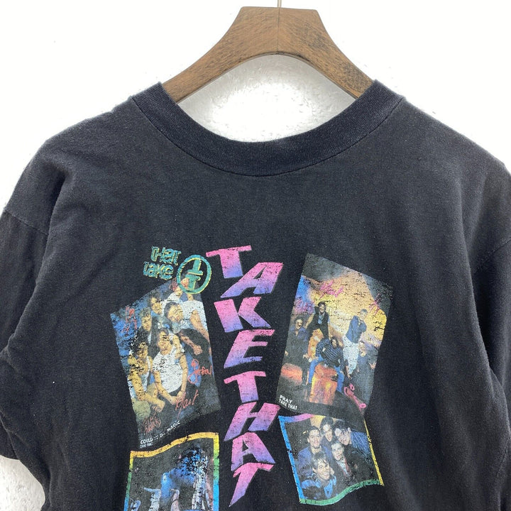 Vintage Take That Pop Group Music 90s Black T-shirt Size 44