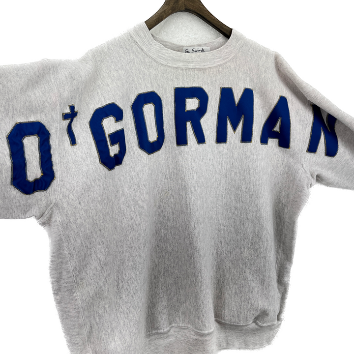 Vintage O' Gorman Gray Sleeve Spell Out Pullover Crewneck Sweatshirt Size 4XL