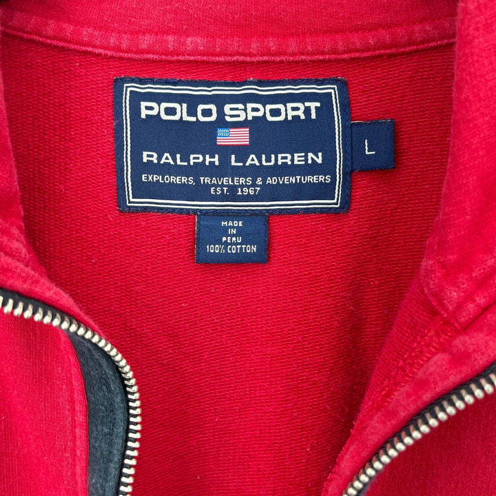 Vintage Polo Sport Ralph Lauren Red Quarter Zip Sweatshirt Size L