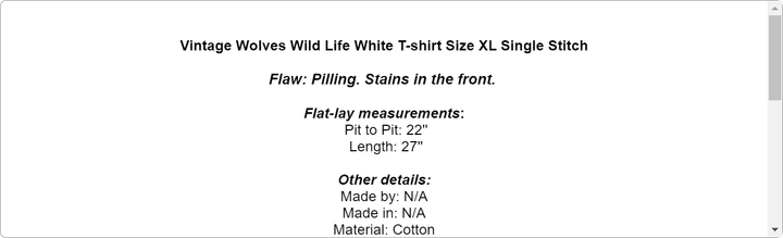 Vintage Wolves Wild Life White T-shirt Size XL Single Stitch