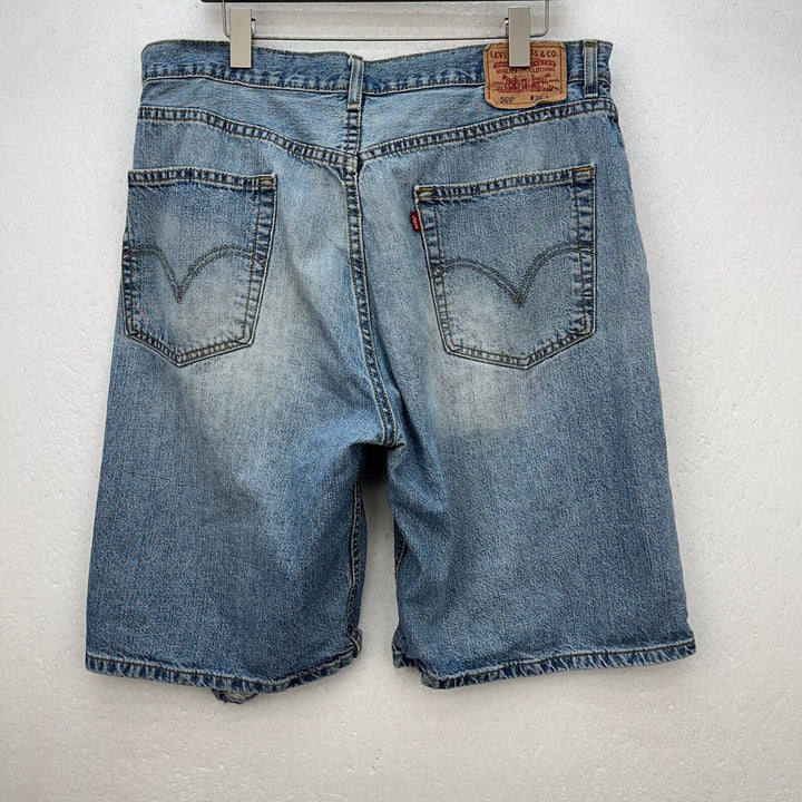 Vintage Levi Strauss Levi's 569 Loose Fit Light Wash Blue Denim Shorts Size 36