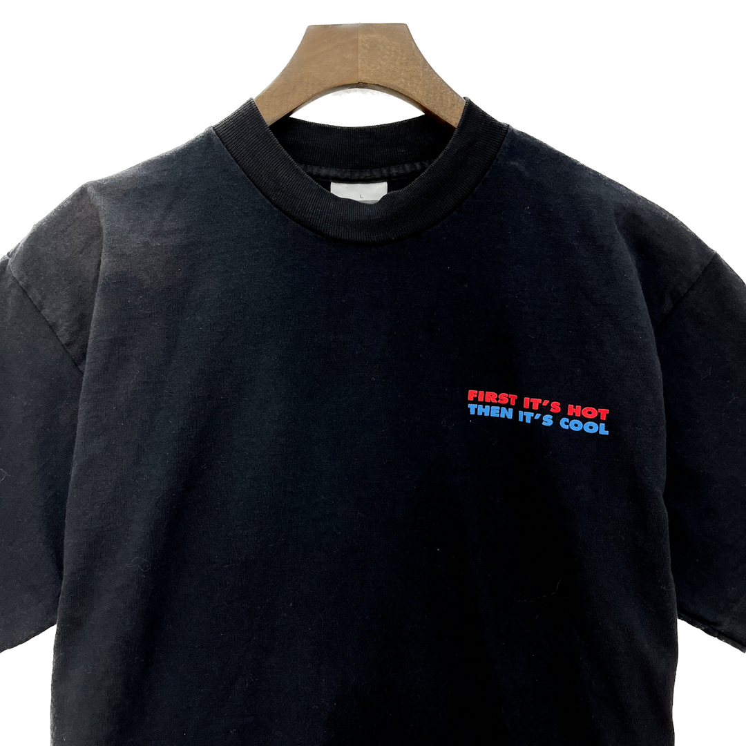 1995 Aftershock First It's Hot Then It's Cool Liqueur Vintage Shirt Size L Black