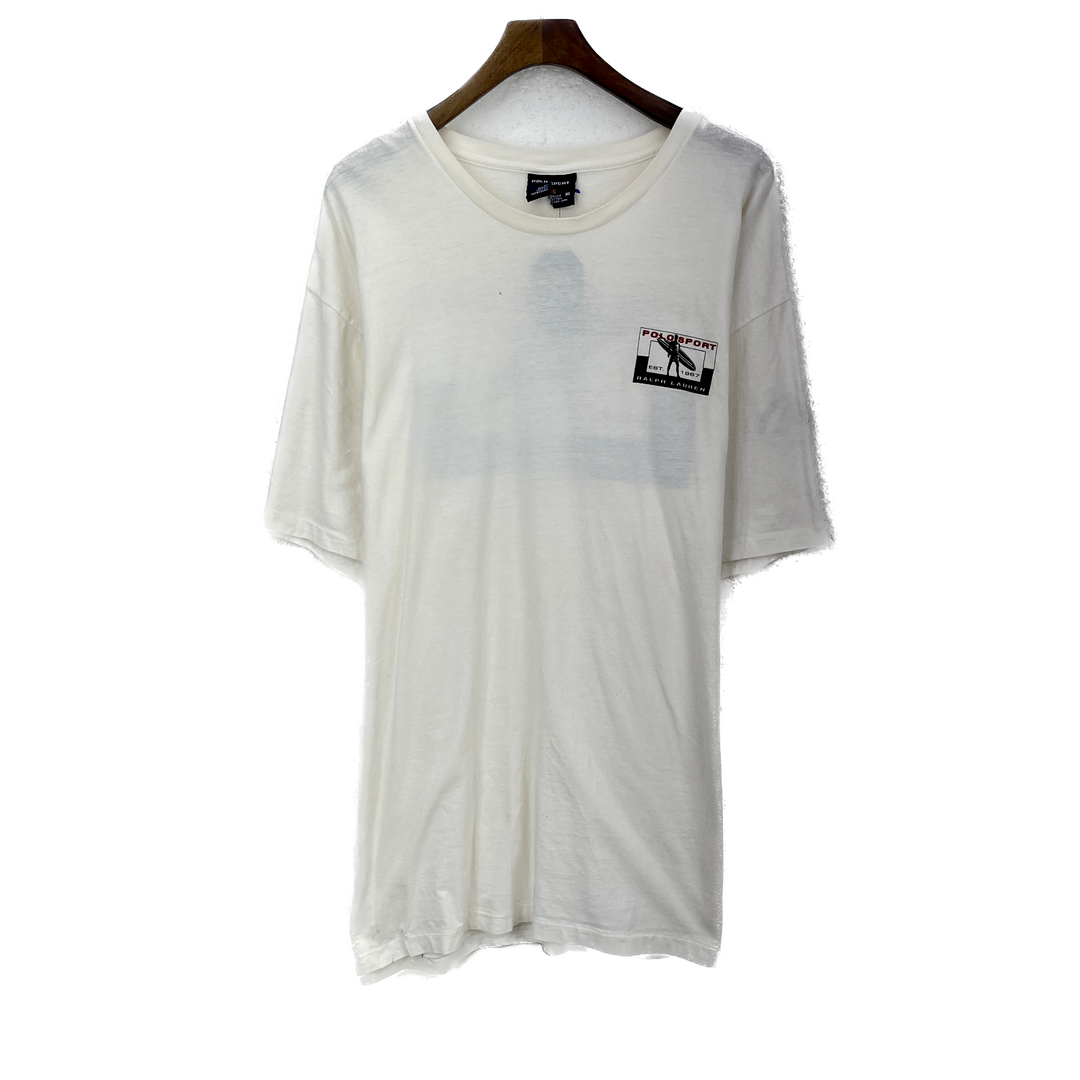 Vintage Polo Sport Ralph Lauren White T-shirt Size XL Single Stitch