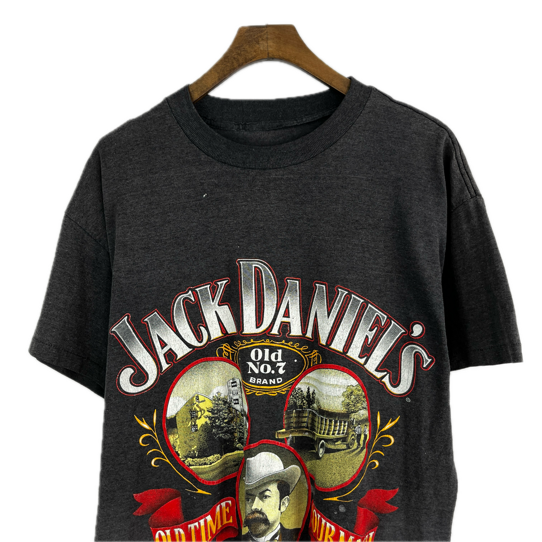 VTG 1989 Jack Daniels Tennessee Sour Mash Whiskey Black T-Shirt 90s SZ M