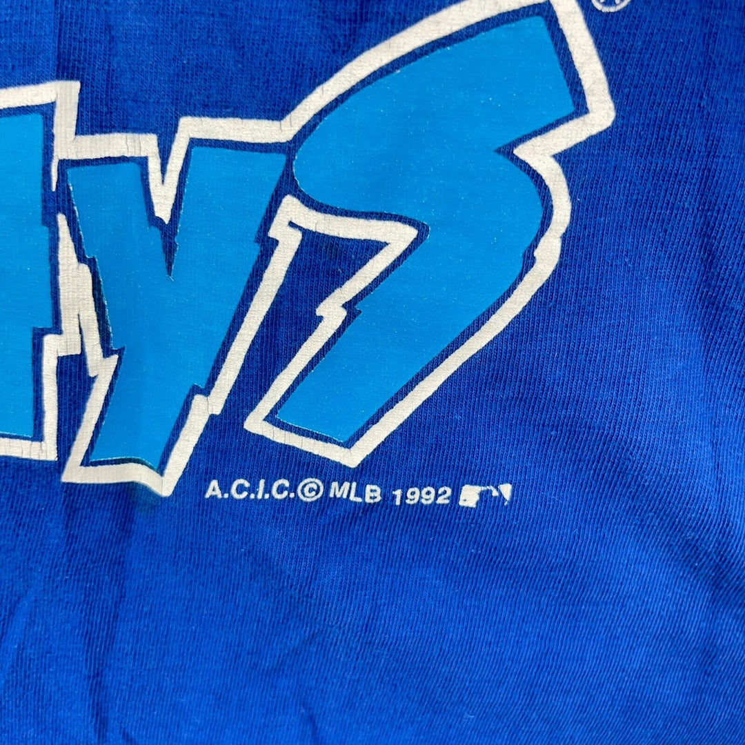 Vintage 1992 Toronto Blue Jays American League MLB Baseball Blue T-shirt Size L