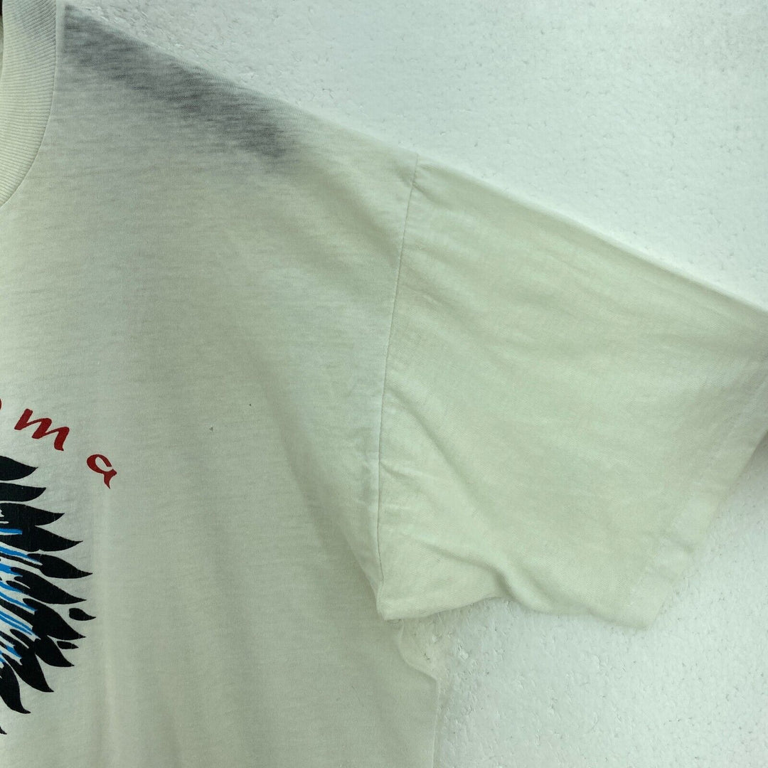Oklahoma Sooner State Native American Print White T-shirt Size M Single Stitch