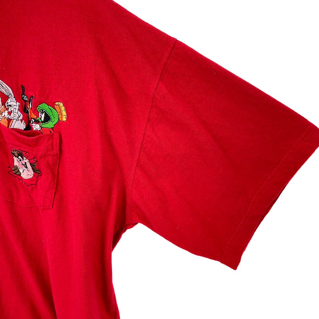 Vintage Warner Bros The Tasmanian Devil Bugs Bunny Red T-shirt Size XL