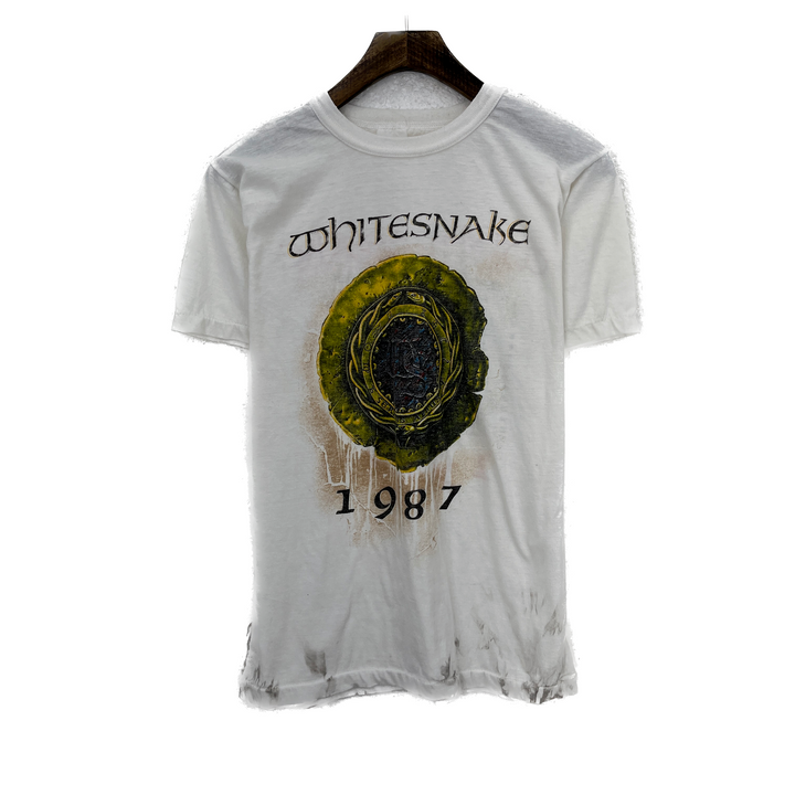 Vintage Whitesnake 1987 Rock Band David Coverdal White T-shirt Size S