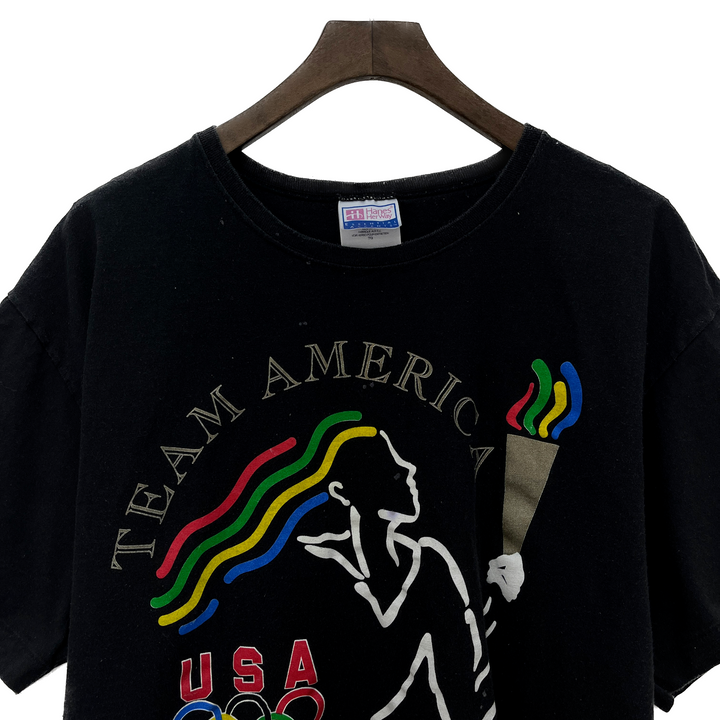 Vintage Team USA America Olympics Black T-shirt Size XL Single Stitch 90s