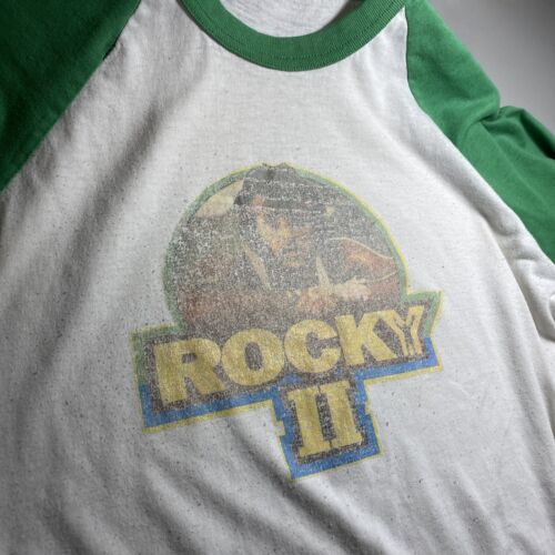 Vintage Rocky II Movie Raglan Sleeve White T-shirt Size S