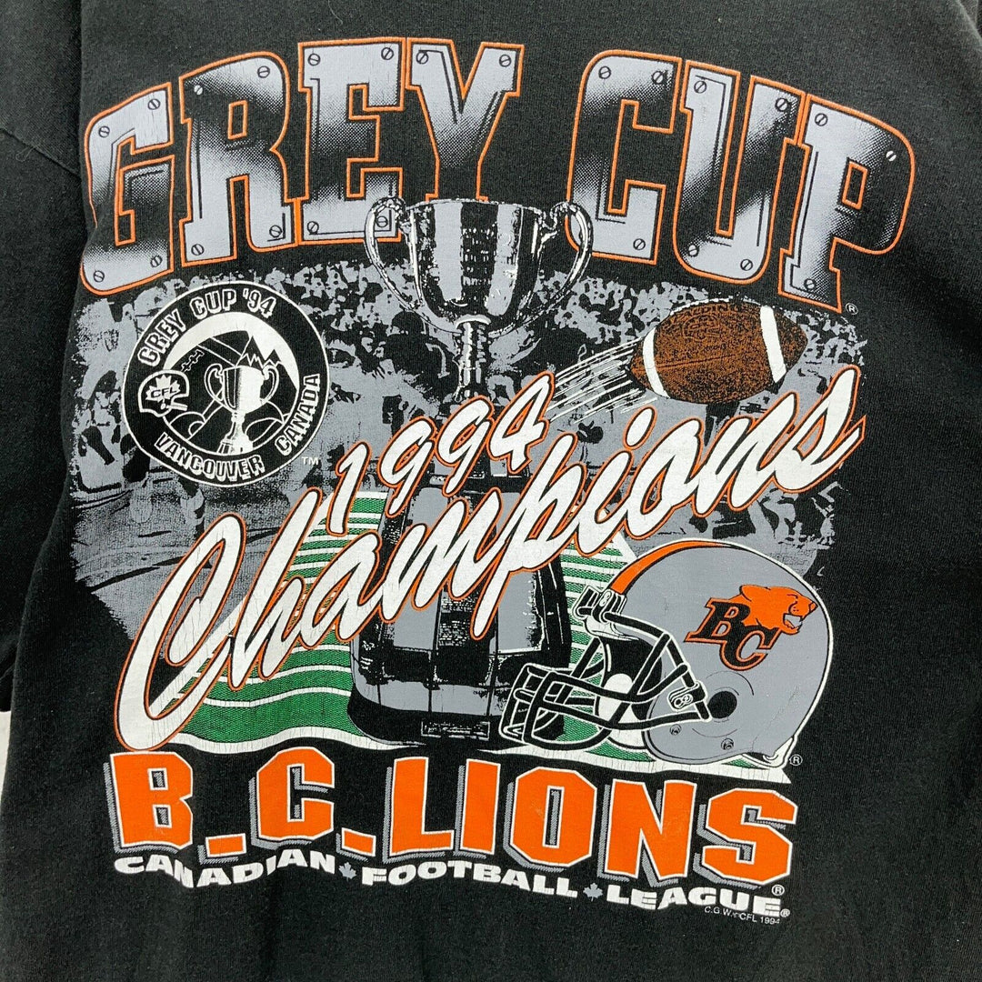 Vintage BC Lions CFL Trey Cup Black T-shirt Size L