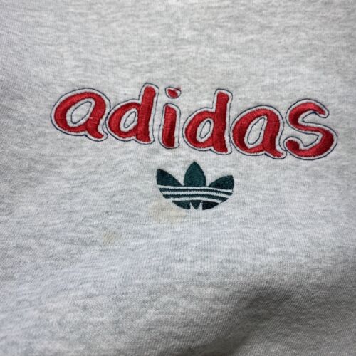 Vintage Adidas Spell Out Trefoil Pullover Crewneck Sweatshirt Gray Size L