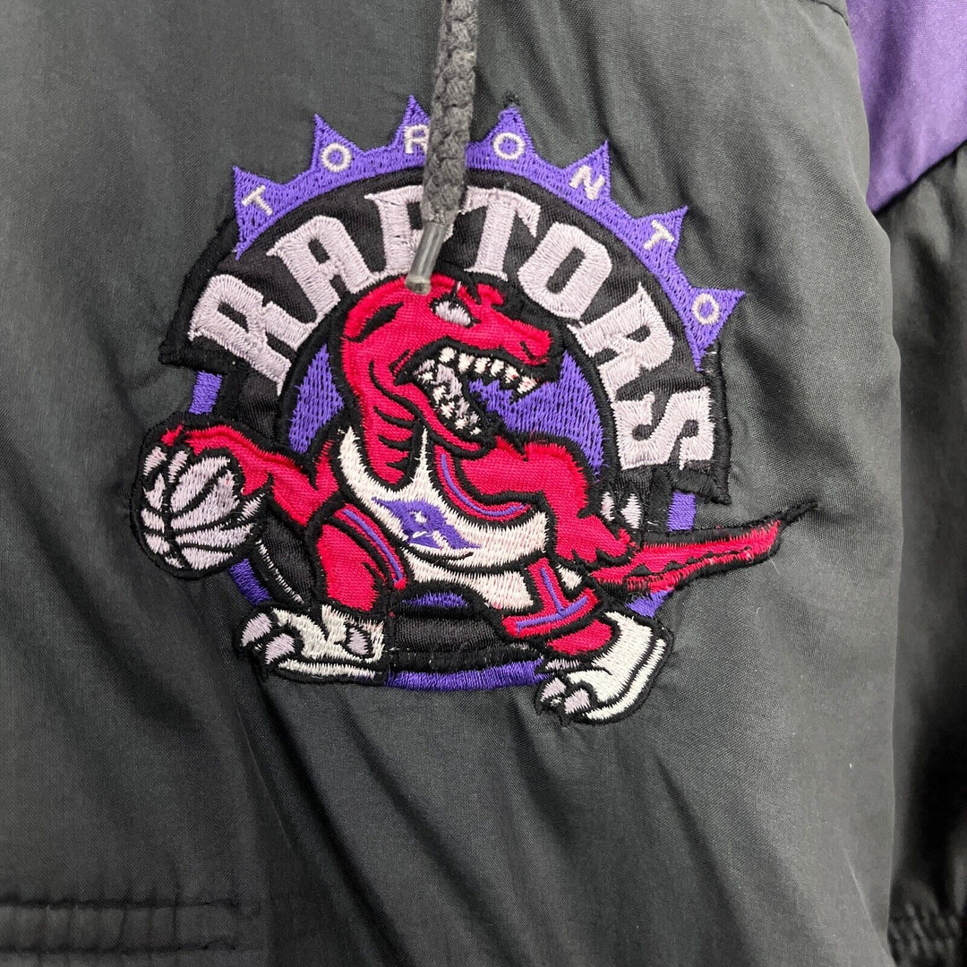 Vintage Toronto Raptors NBA Full Zip Insulated Hooded Black Jacket Size XL