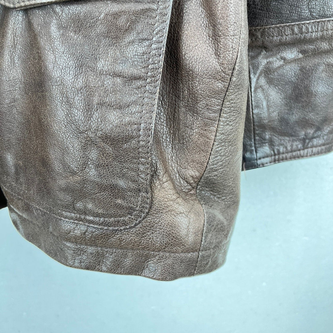 Vintage Barnstormers Full Zip Brown Leather Jacket Size M