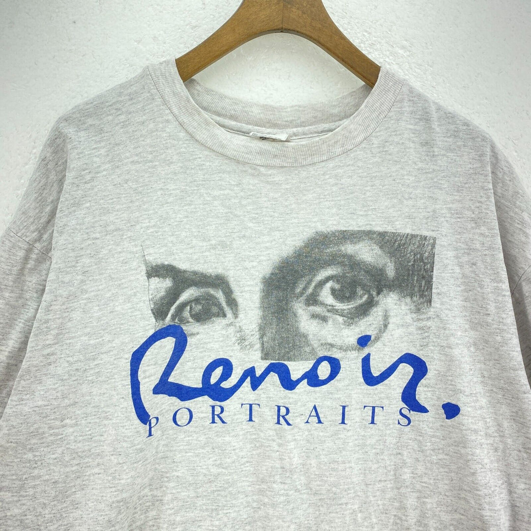 Vintage Renoir Portraits Art Heathered Gray T-Shirt Single Stitch Size XL
