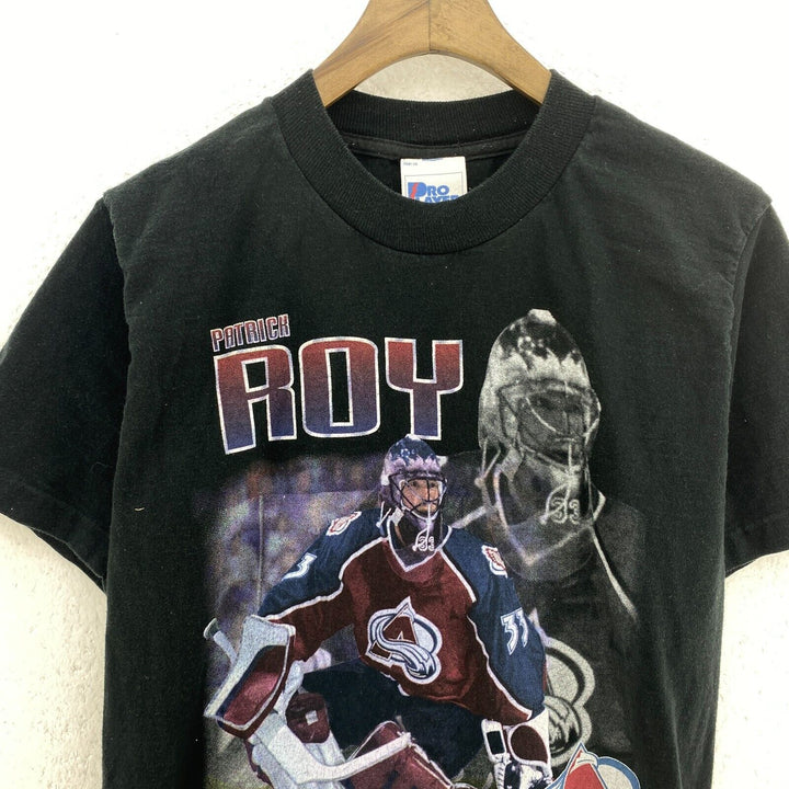 Vintage Pro Player Quebec Remparts Patrick Roy NHL Black T-shirt Size 14 Kids