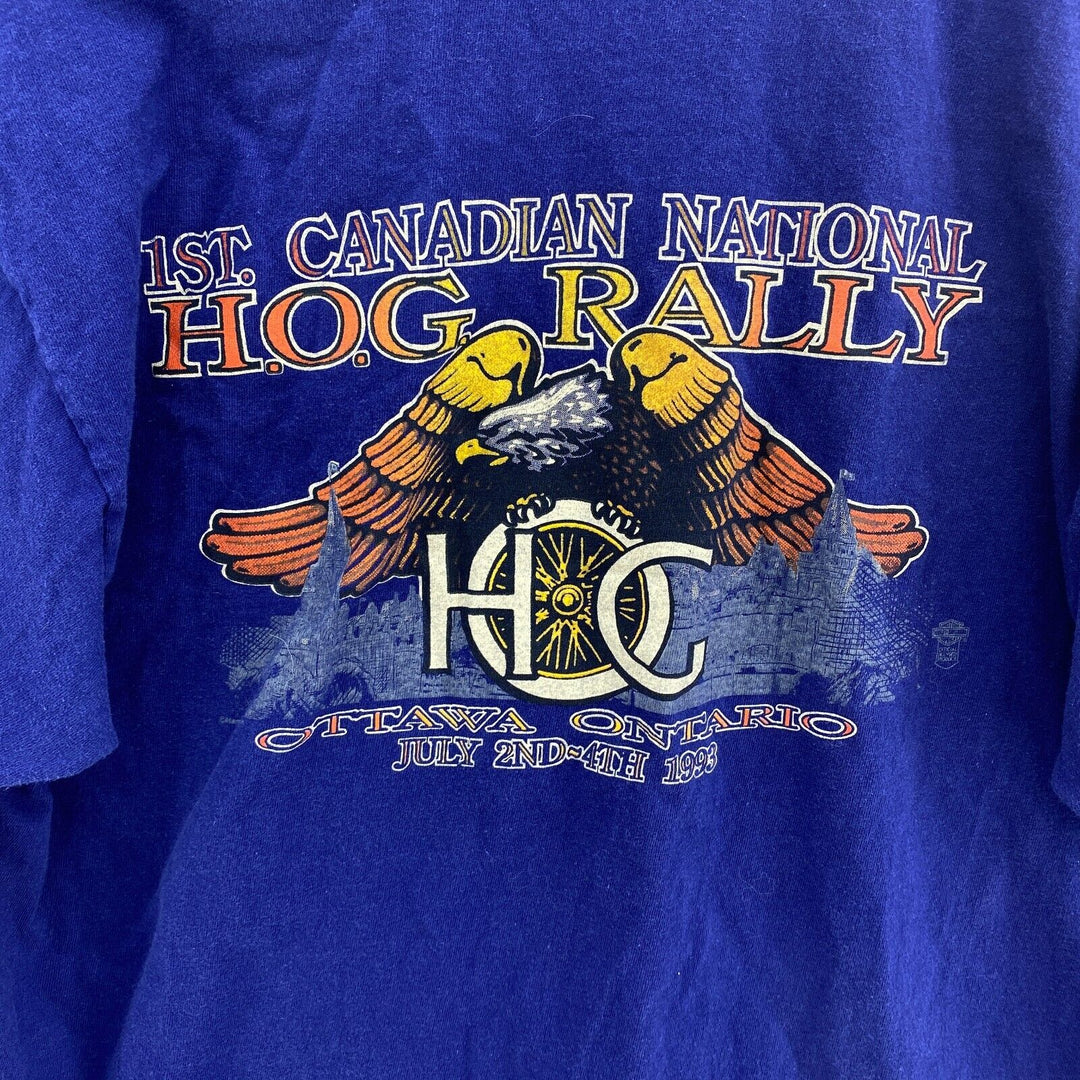 Vintage First Canadian National HOG Rally Blue T-shirt Size L