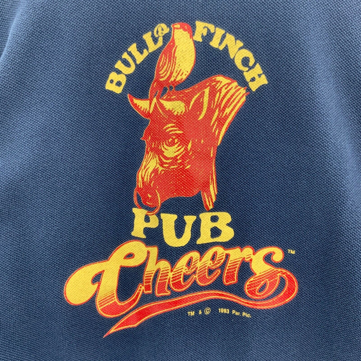 Bull Finch Pub Cheers 1993 Blue Polo Mesh Cotton Sweatshirt Size L