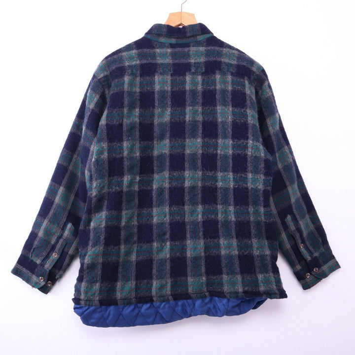 Vintage Wool Blend Plaid Pocket Shirt Blue Size XL Insulated 90s