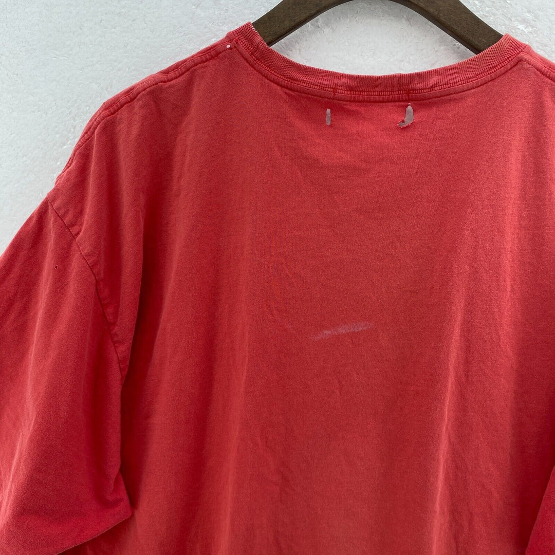 Vintage Polo Sport Ralph Lauren Red Distressed T-shirt Size XL Single Stitch 90s