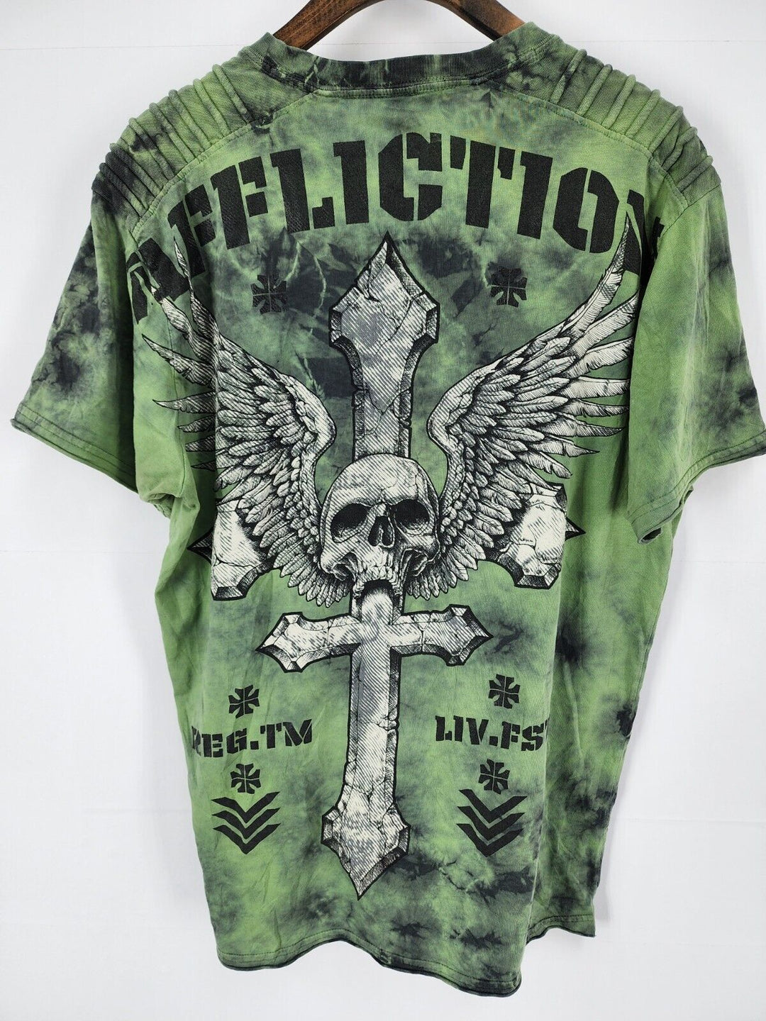 Affliction Graphic Print T-shirt Green Size L