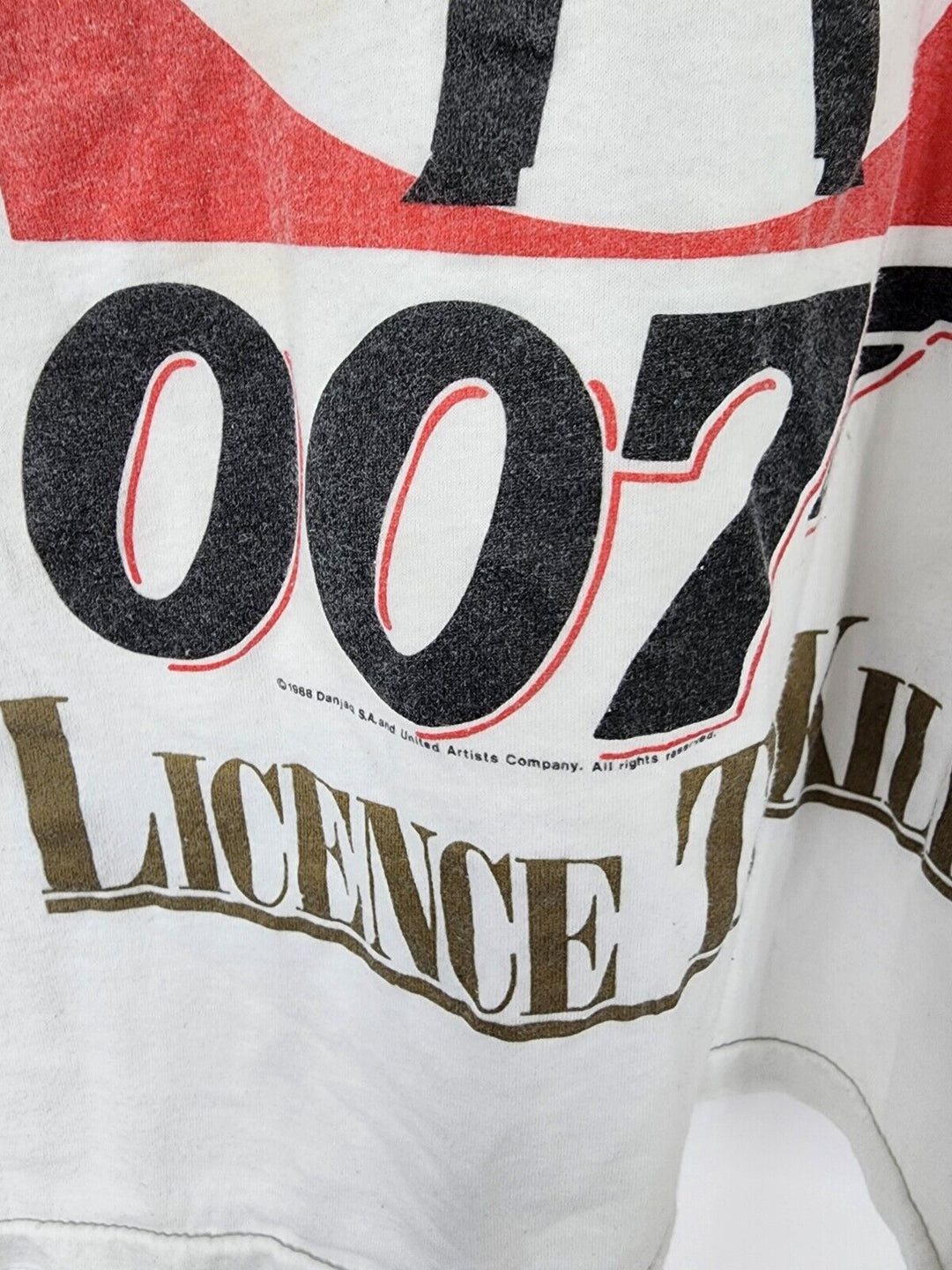 Vintage 1988 James Bond 007 License to Kill Movie Promo T-shirt White