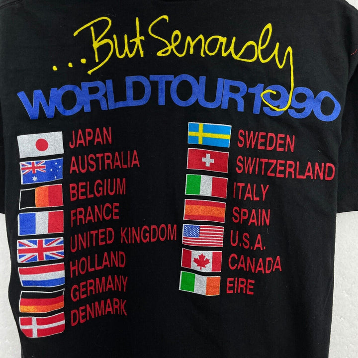 Vintage Phil Colins 1990 World Tour But Seriously Black T-shirt Size L