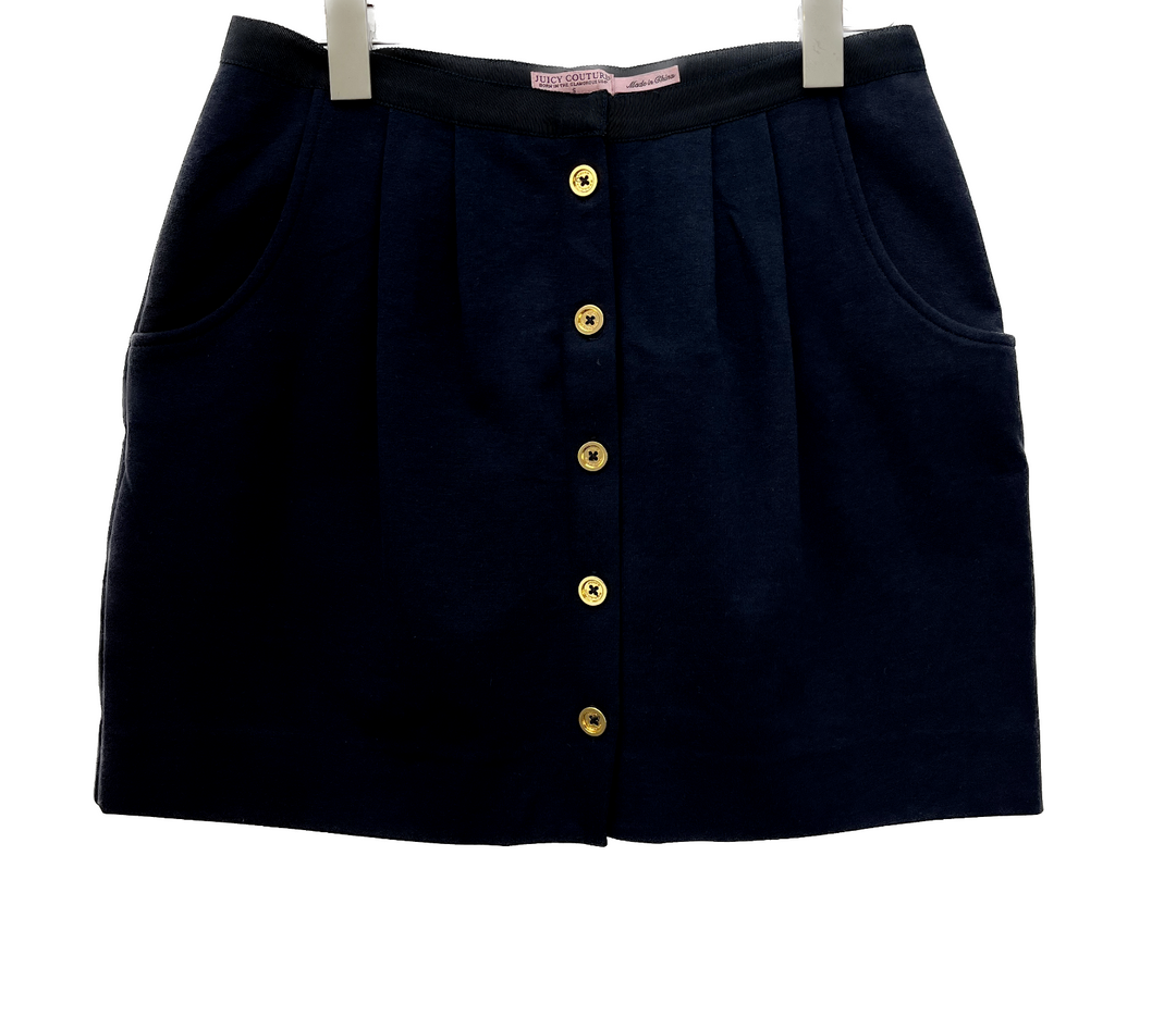 Juicy Couture Gold Button Black Mini Skirt Size S
