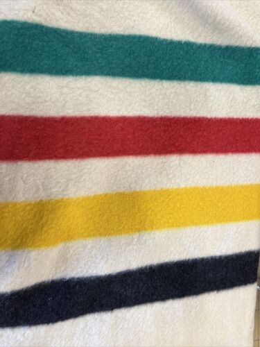 Vintage Hudson Bay 4 Stripes Wool Point Stripe Blanket Size 90'' x 69''