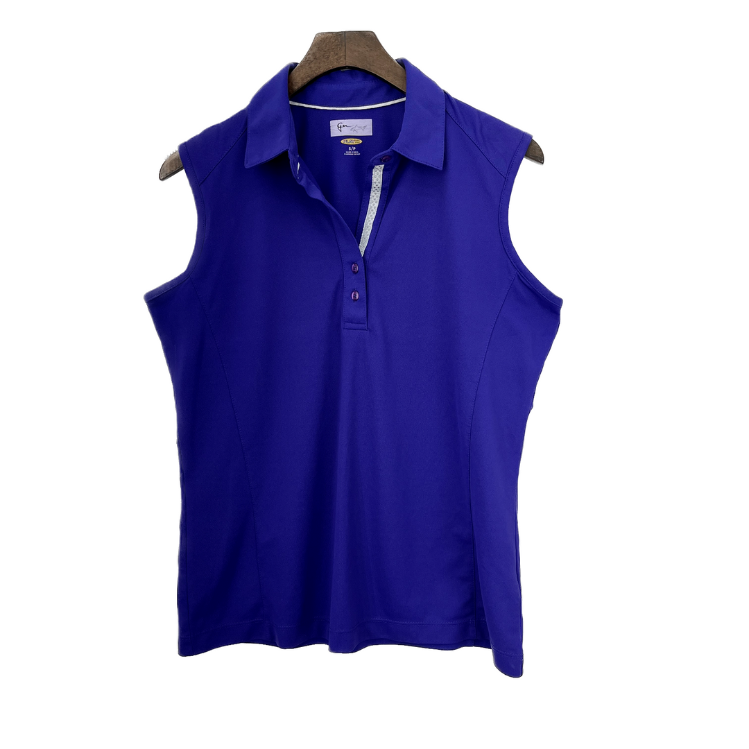Purple Golf Sleeveless Polo Shirt Size S