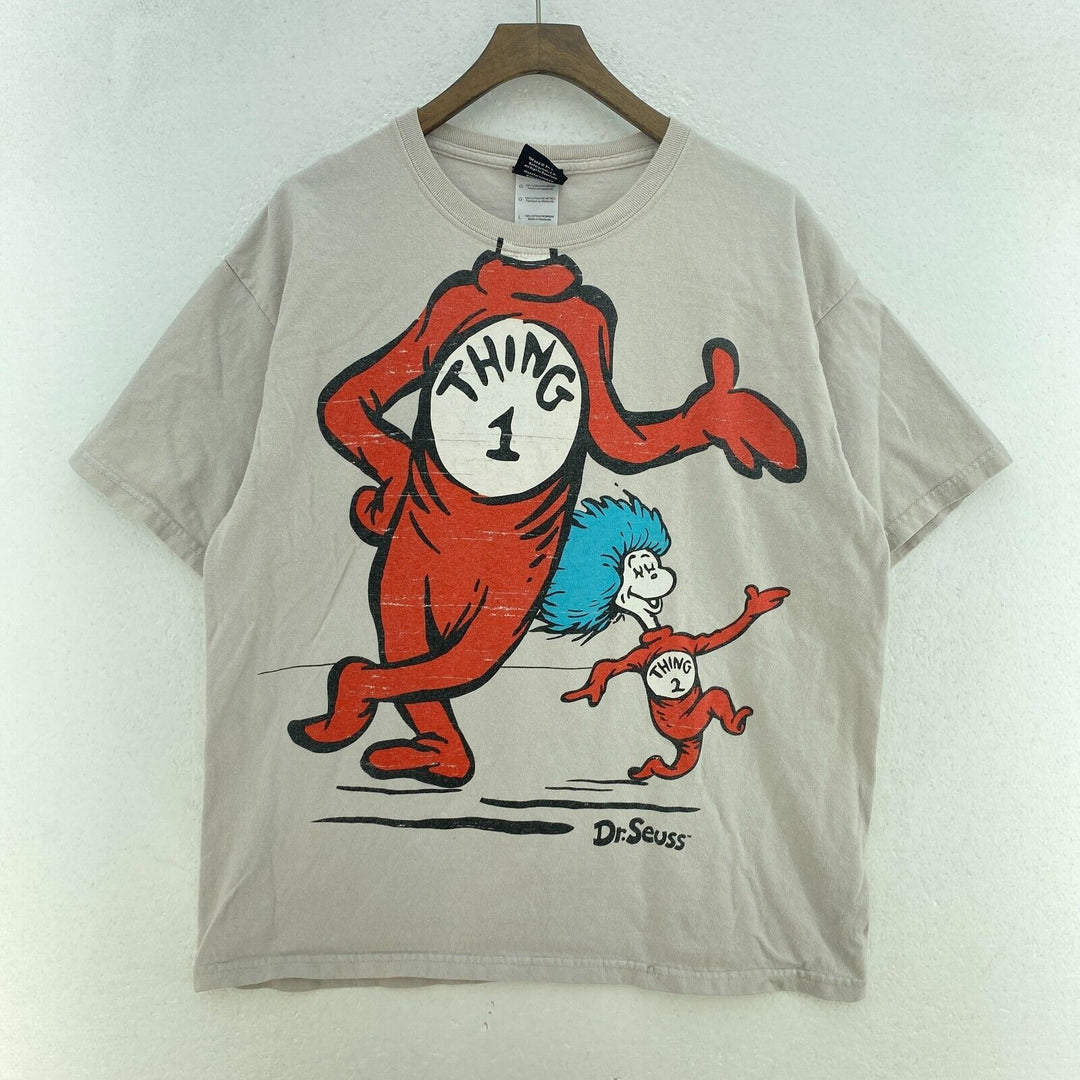 Vintage Dr. Seuss Thing 1 Beige T-shirt Size L Graphic Print Tee