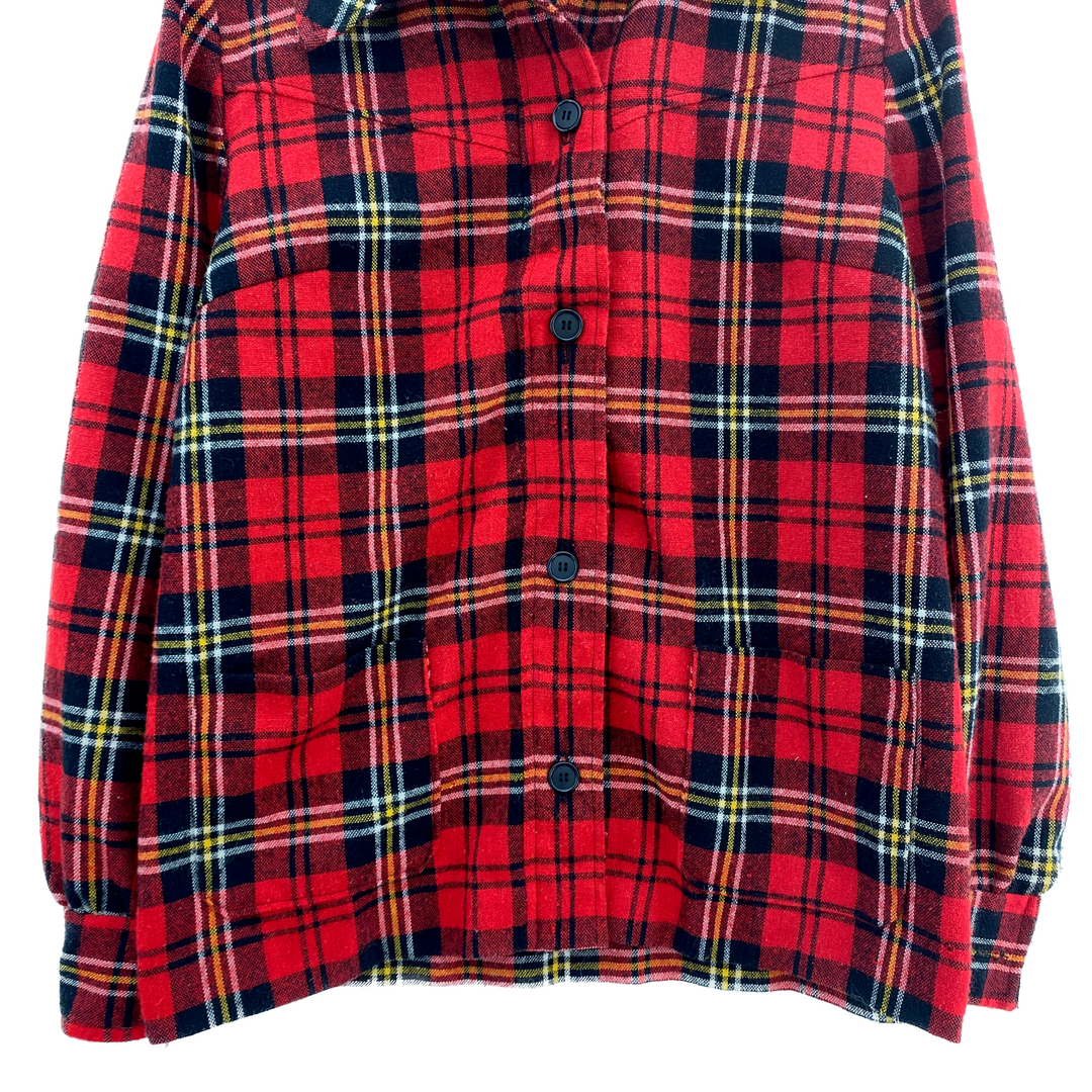Vintage Button Up Red Checked Flannel Size M Women's 1980s