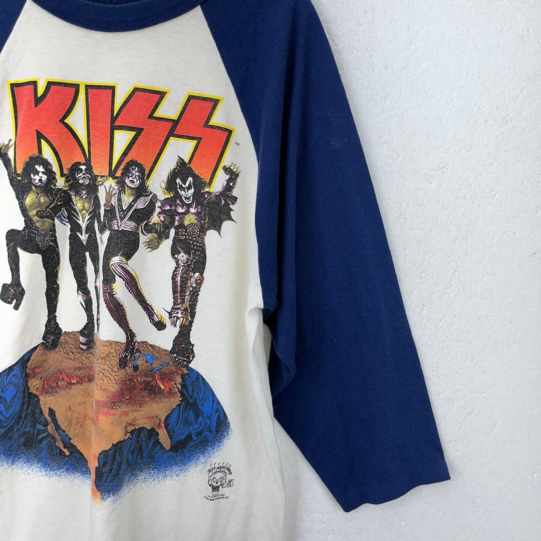 Vintage Kiss Alive World Wide 97/97 Raglan 3/4 Sleeve White T-shirt Size L