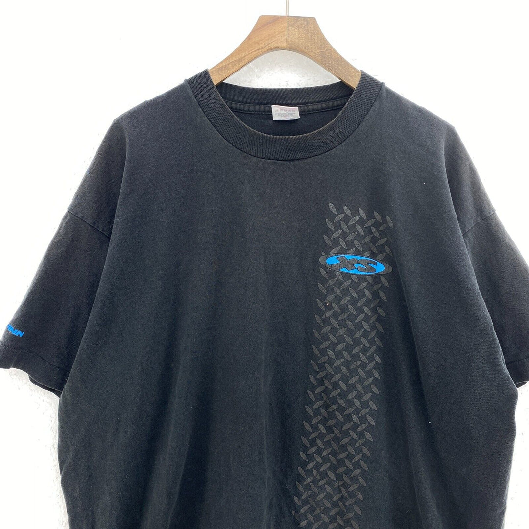 Vintage XS Graphic Print Black T-shirt Size XXL Single Stitch