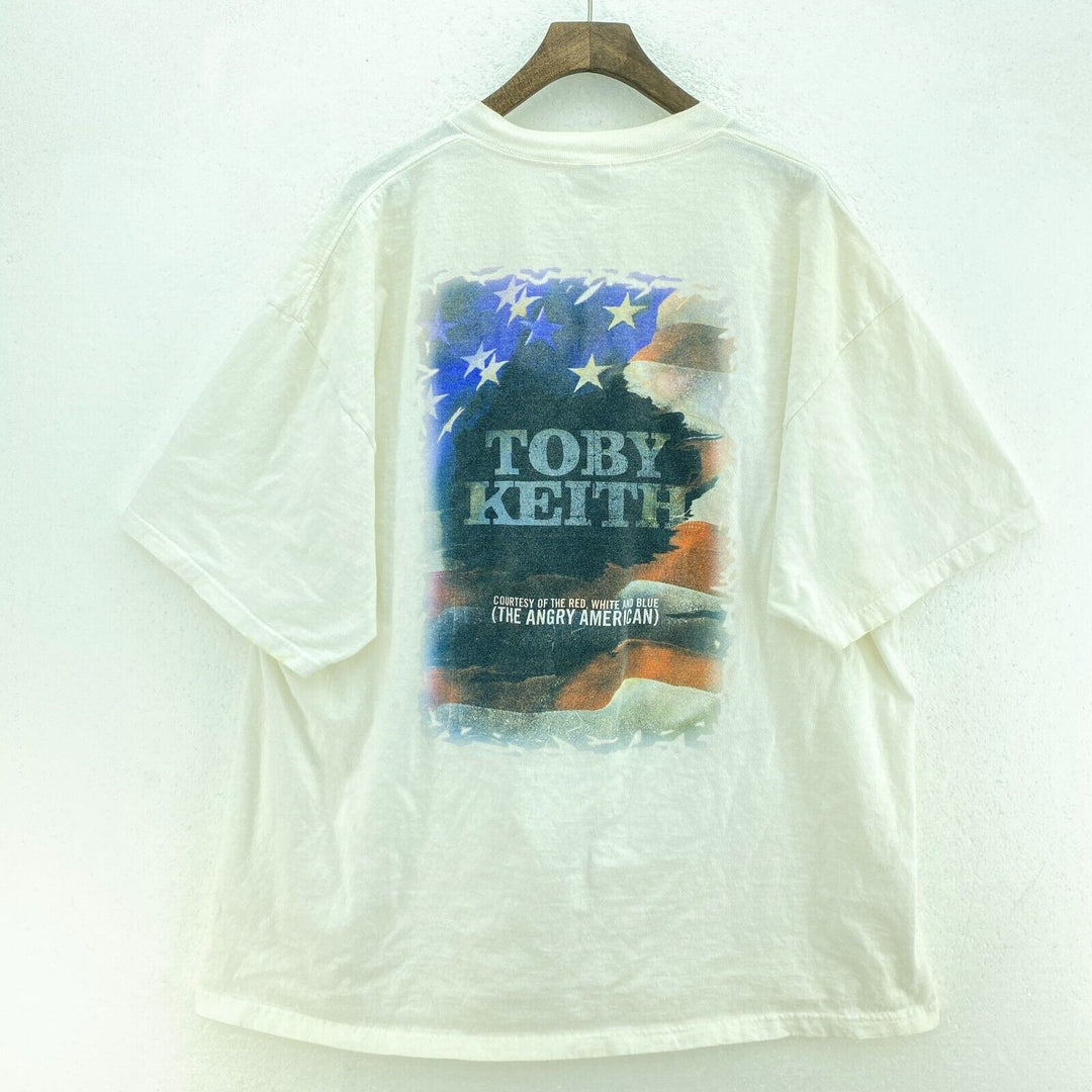 Vintage Toby Keith Angry American Double Sided White T-shirt Size 2XL