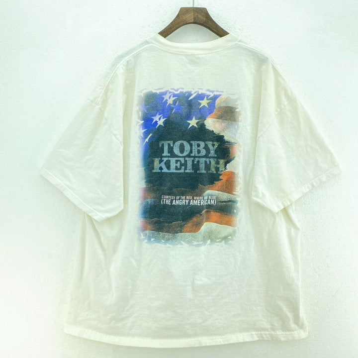 Vintage Toby Keith Angry American Double Sided White T-shirt Size 2XL
