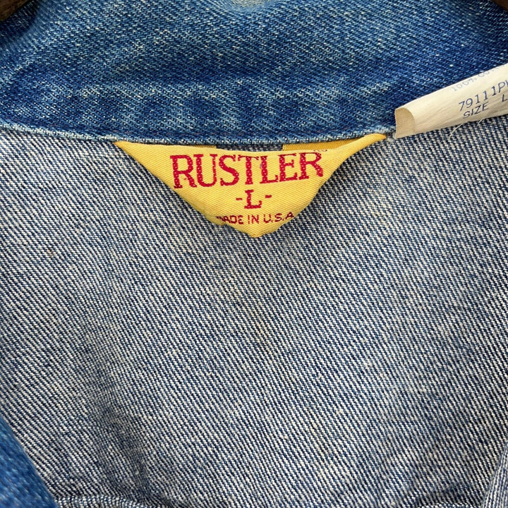 Vintage Rustler Medium Wash Blue Denim Jacket Size L