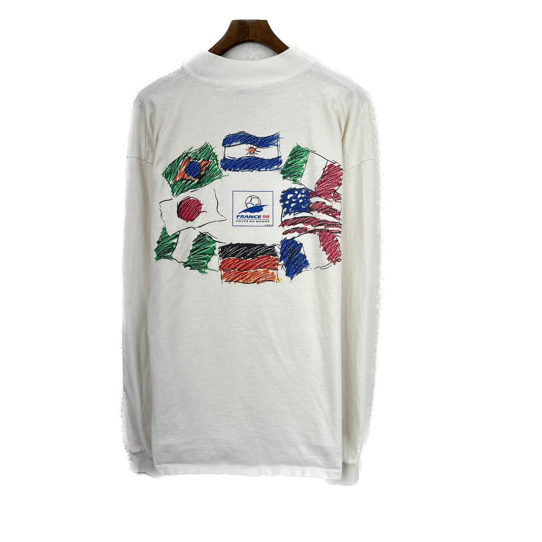 Vintage France World Cup 1994 Long Sleeve White T-shirt Size L
