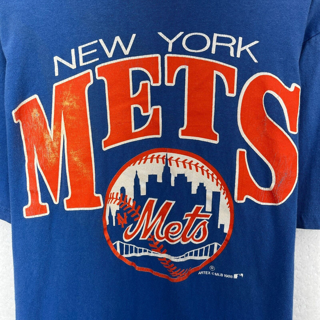 Vintage New York Mets MLB 1988 Blue T-shirt Size L Single Stitch