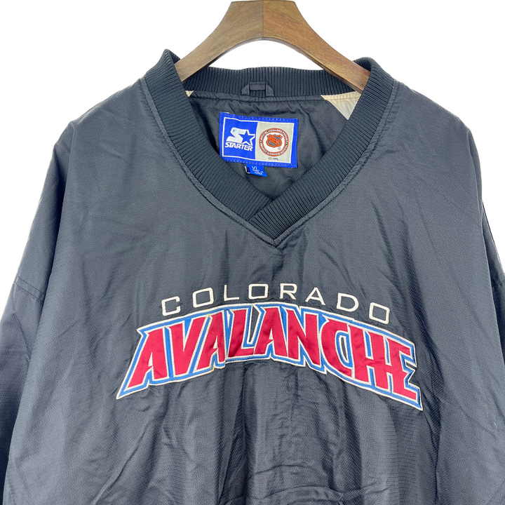 Vintage Starter Colorado Avalanche NHL Black V-Neck Black Jacket Size XL