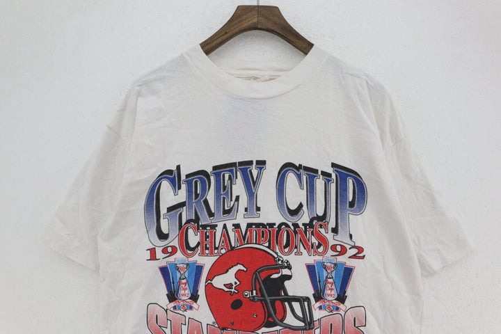 Vintage Calgary Stampeders Grey Cup Champions CFL White T-shirt Size S