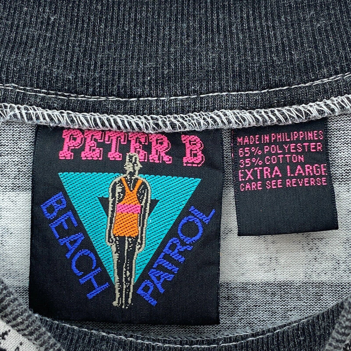 Peter B Beach Patrol Runners Graphic Vintage T-shirt Size XL Black Single Stitch